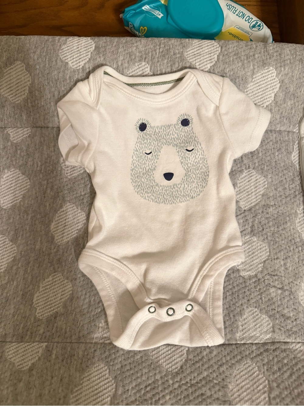cloud island white Bear Graphic Baby One-Piece